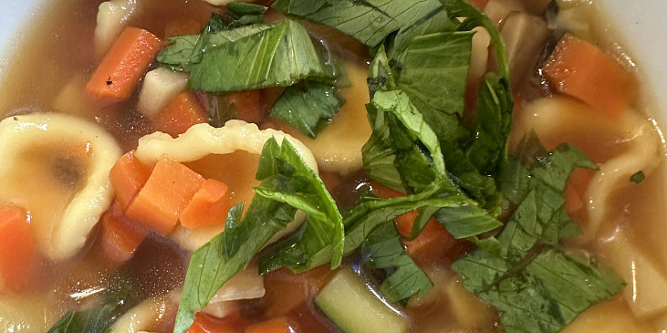Zeleninová polévka s tortellini