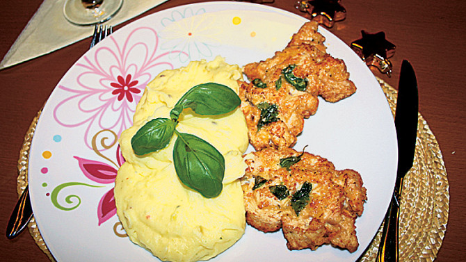 Krůtí řízky s bazalkou