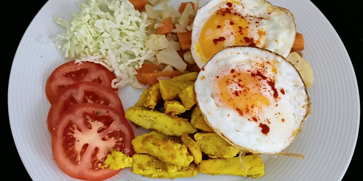 Kuřecí nudličky na kari se zeleninou, pečené v HF