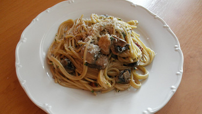 Špagety se žampiony a sušenými rajčaty, Špagety se žampiony a sušenými rajčaty