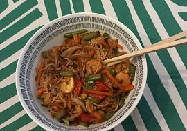 Rýžové nudle s krevetami