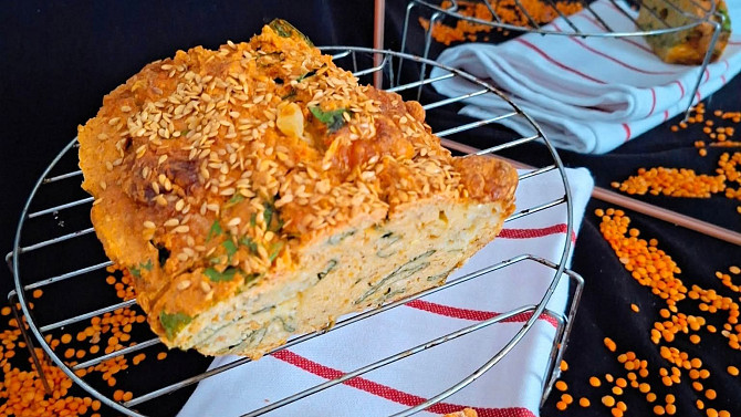 Čočkový chlebíček se špenátem a mozzarellou