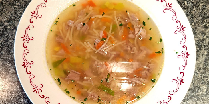 Krůtí vývar se zeleninou a nudlemi