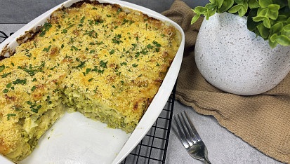 Zapečené těstoviny s brokolicí a sýrem