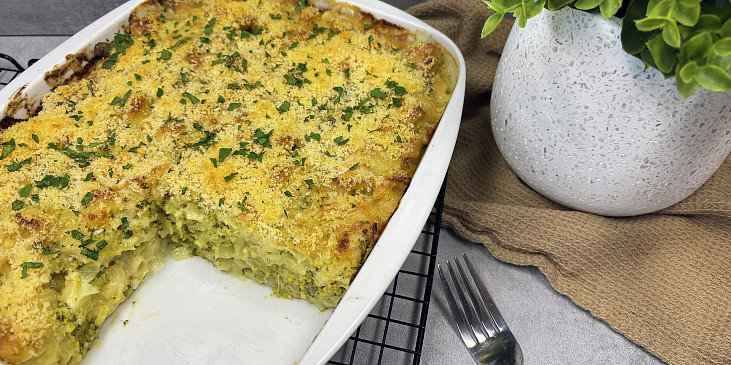 Zapečené těstoviny s brokolicí a sýrem