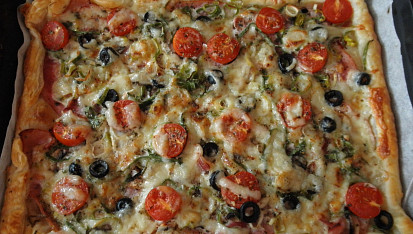 Slaný listový koláč se žampiony, Slaný listový koláč se žampiony