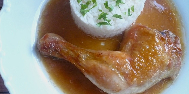 Kuře s divokým kořením (Zahuštěná šťáva nakonec propasírována.)