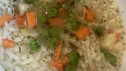 Polévka s rýží a hráškem, Rýžová s hráškem ♥️