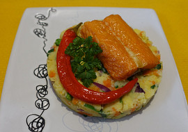 Šťouchané brambory s uzeným lososem