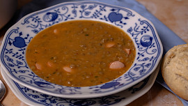 Čočková polévka s párkem podle ČSN