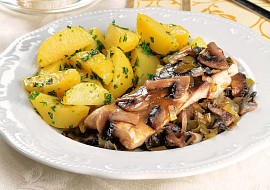 Zapečený kapr se žampiony