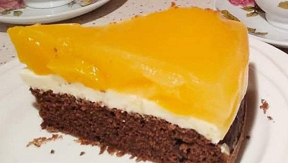 Kakaový zákusek s tvarohem a meruňkami