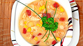 Zimní polévka z ryb a kukuřice