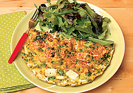 Vaječná omeleta s tofu, hráškem a kukuřicí