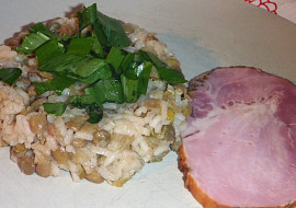 Rýže s čočkou (S medvedím cesnakom, k tomu údené...)