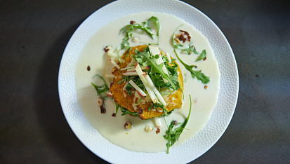 Slané dýňové lívance s omáčkou z podmáslí podle Marka Fichtnera