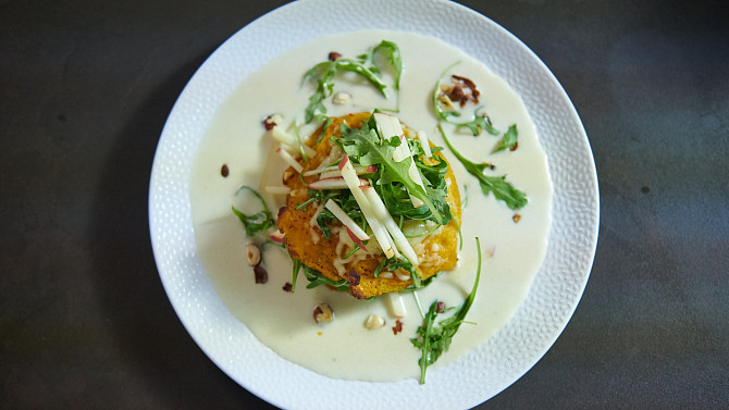 Slané dýňové lívance s omáčkou z podmáslí podle Marka Fichtnera