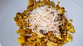 Rizoto z květáku s vepřovým masem a kari kořením