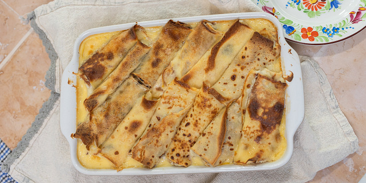 Zapečené palačinky s tvarohem podle ČSN