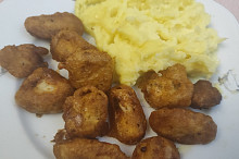 Moje kousky filé v těstíčku s bramborovou kaší