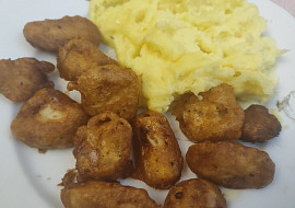 Křupavé kousky rybího filé v tempura těstíčku (Moje kousky filé v těstíčku s bramborovou kaší)