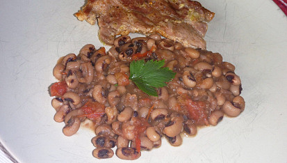 Černé oko (fazole) ze Sicílie, S grilovanou krkovičkou