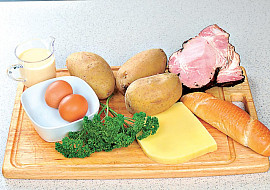 Zapečené plněné brambory s uzeným masem