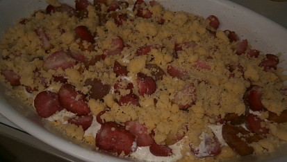 Drobenkový koláč s tvarohem a ovocem