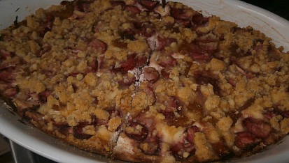 Drobenkový koláč s tvarohem a ovocem