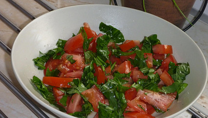 Rajčatový salát s medvědím česnekem