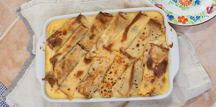 Zapečené palačinky s tvarohem podle ČSN