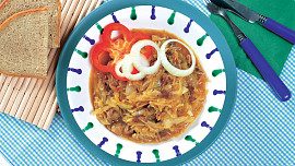 Krkovička s dušeným hlávkovým zelím