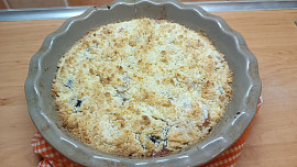 Švestkový (meruňkový) drobenkový koláč s pudinkovým tvarohem pro Fikinu