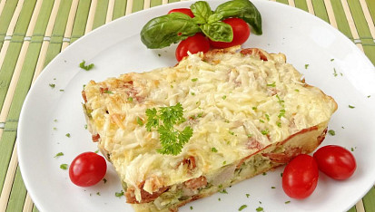 Zapečená růžičková kapusta s bramborovou kaší