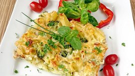 Zapečená treska s těstovinami