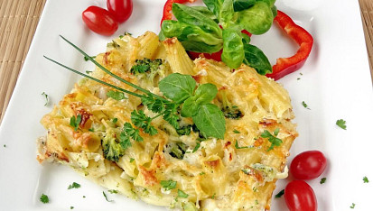 Zapečená treska s těstovinami