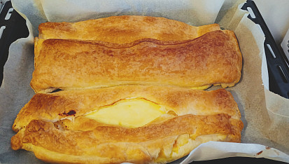 Štrúdl s tvarohem, Čerstvě pečené