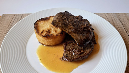 Vepřová játra s celerovým fondánem