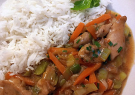 Kuřecí nudličky s mrkví, pórkem a zázvorem