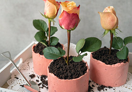 Pistáciové květináčky s malinami