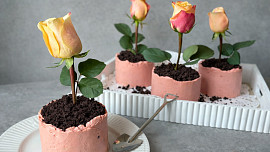 Pistáciové květináčky s malinami