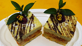 Piškotové kostky s krupicovo-meruňkovým krémem