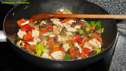 Krůtí maso se zeleninou a žampiony