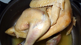 Slepice na víně s petrželkovými knedlíčky