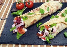 Bramborové tortilly se šunkou a zeleninou