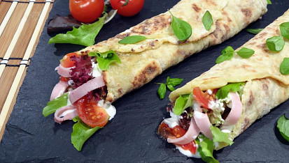 Bramborové tortilly se šunkou a zeleninou