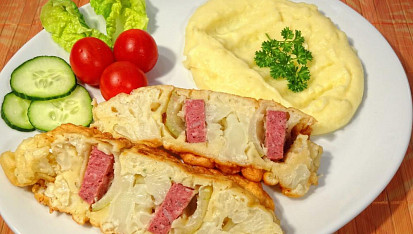 Květákový špíz se salámem