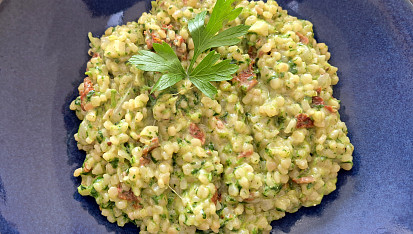 Krémová tarhoňa se špenátem