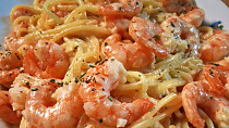 Krémové špagety s krevetami