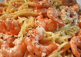 Krémové špagety s krevetami